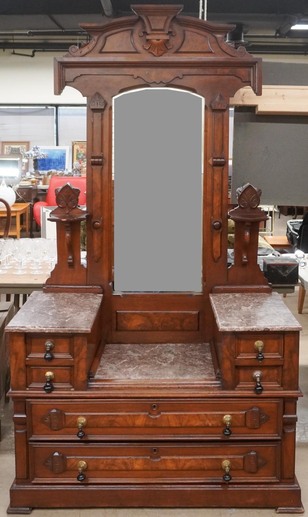 VICTORIAN WALNUT AND MARBLE TOP 2e5462