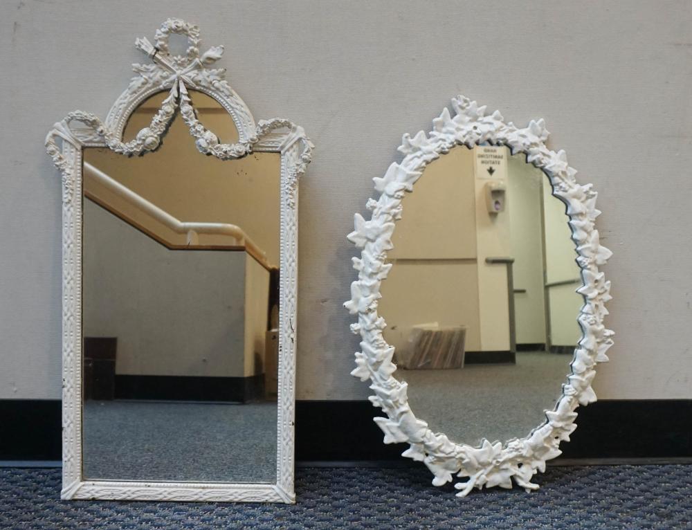 TWO WHITE WASHED FRAMED MIRRORS  2e547d