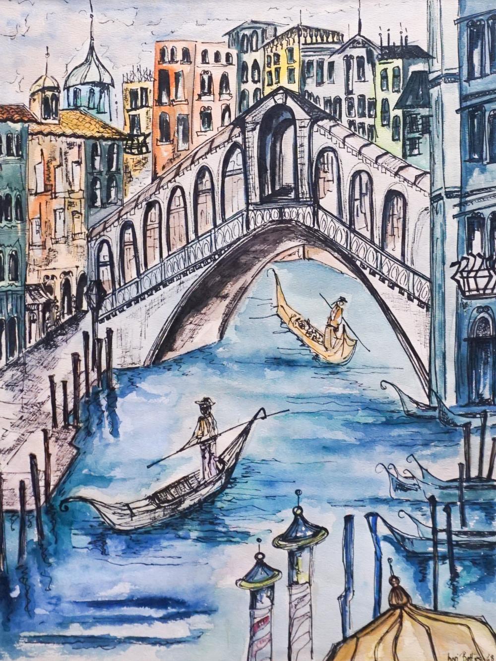 LORI BATJES, VENETIAN CANAL, WATERCOLOR