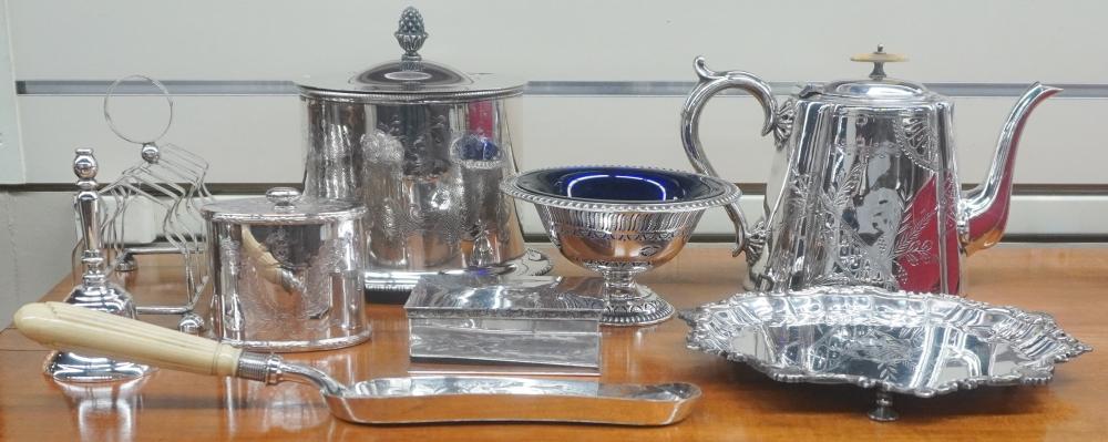 COLLECTION OF SILVERPLATE TABLE