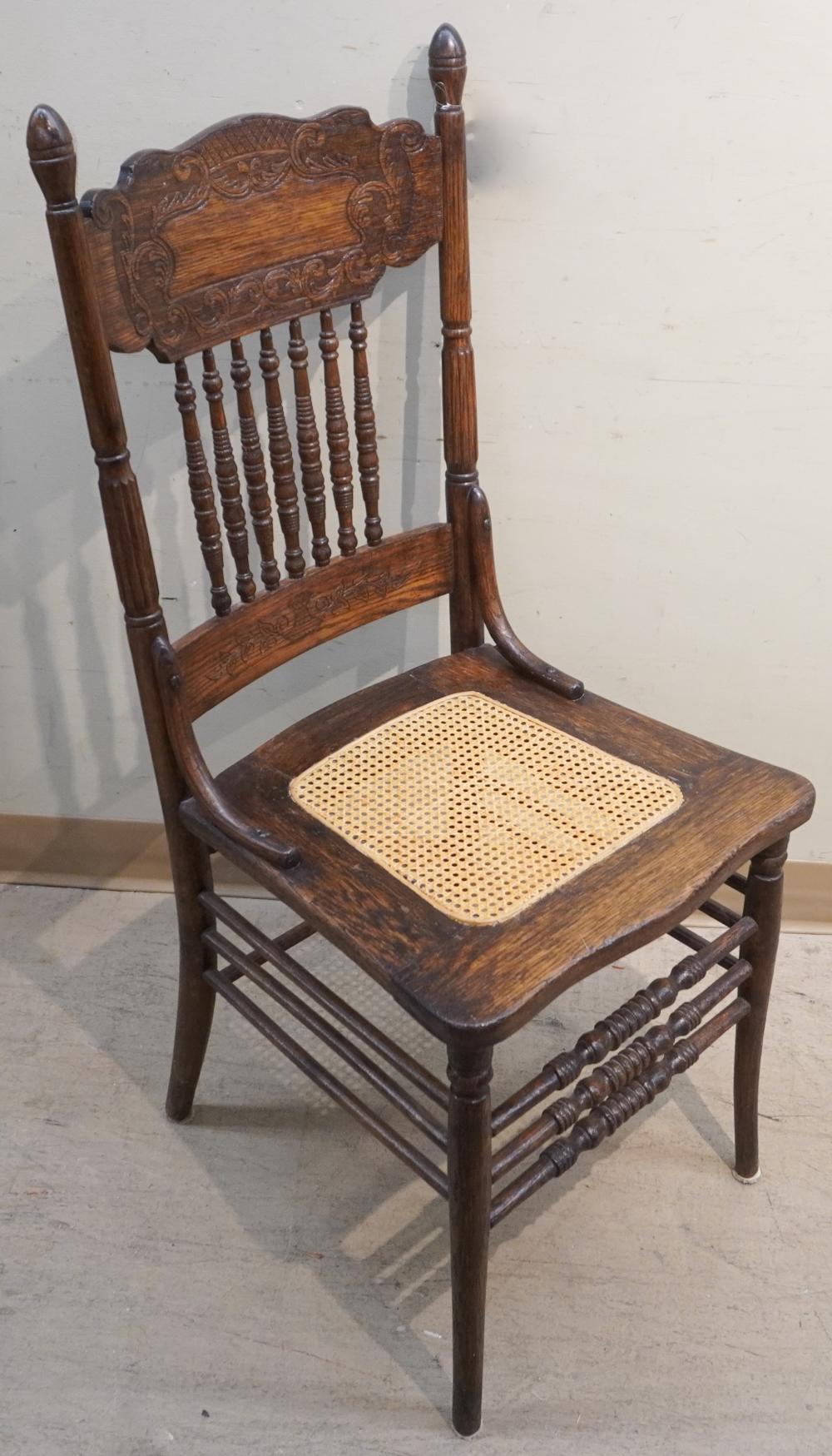 PRESSED OAK CANE SEAT SIDE CHAIRPressed