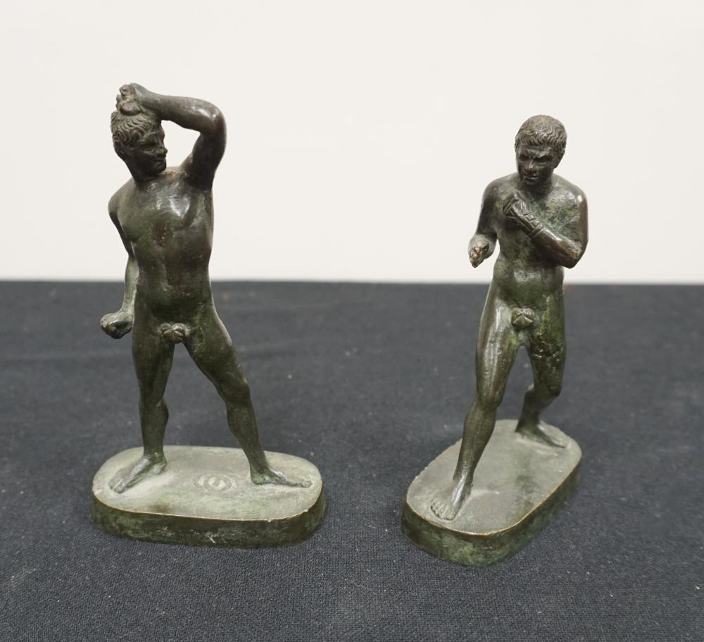 TWO BRONZE FIGURES OF NUDE MALES