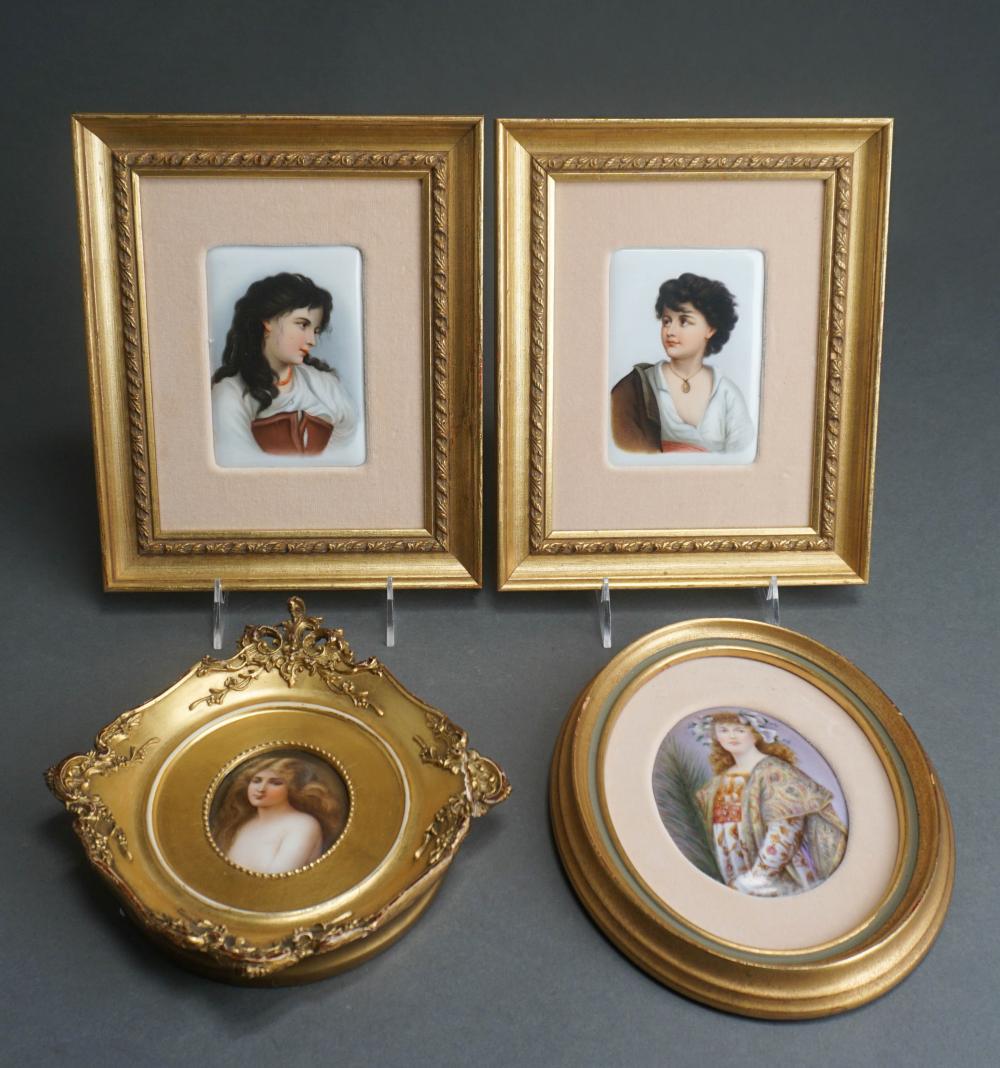 FOUR CONTINENTAL HAND PAINTED PORCELAIN