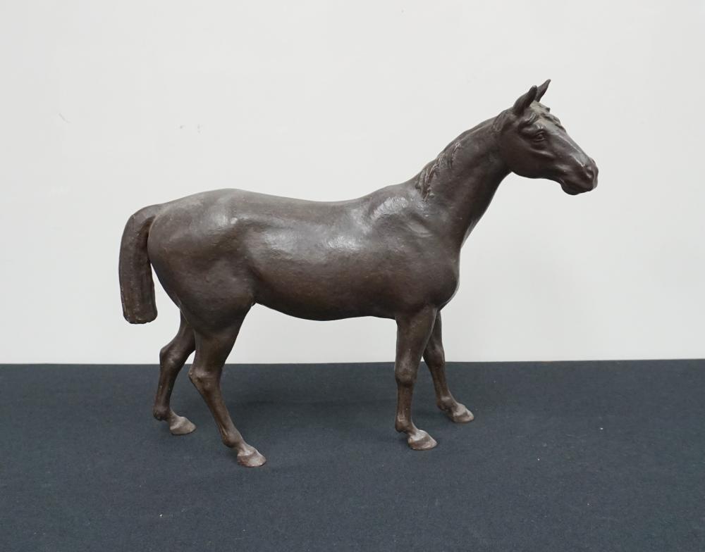 PATINATED BRONZE STANDING HORSE