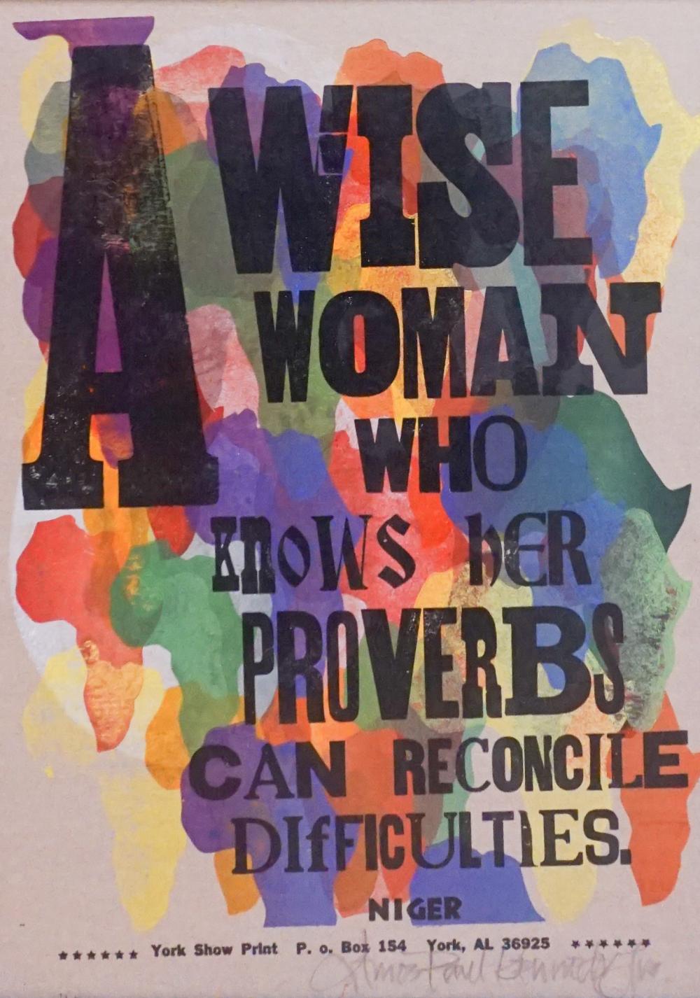 AMOS PAUL KENNEDY JR. A WISE WOMAN LETTERPRESS