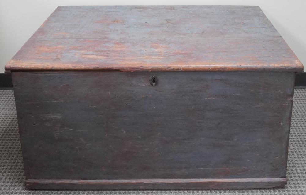 PAINTED FRUITWOOD PACKING TRUNK