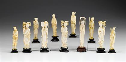 Eleven Chinese elephant ivory figures 4a268
