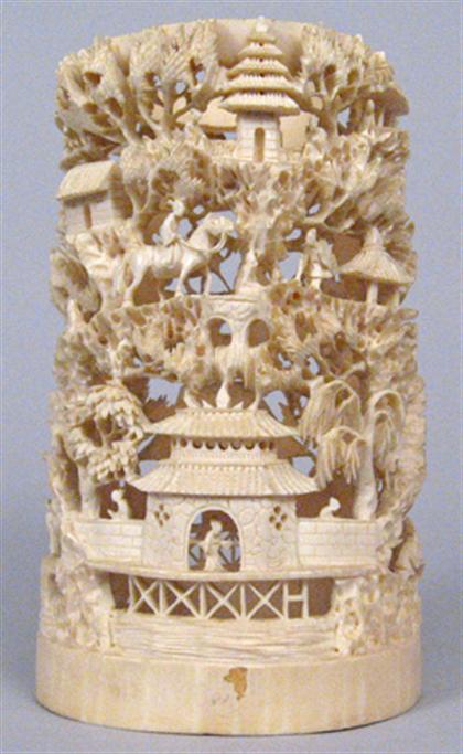 Chinese elephant ivory brush stand 4a26a