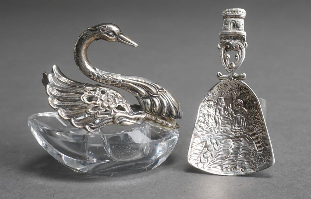 835-SILVER AND MOLDED GLASS SWAN