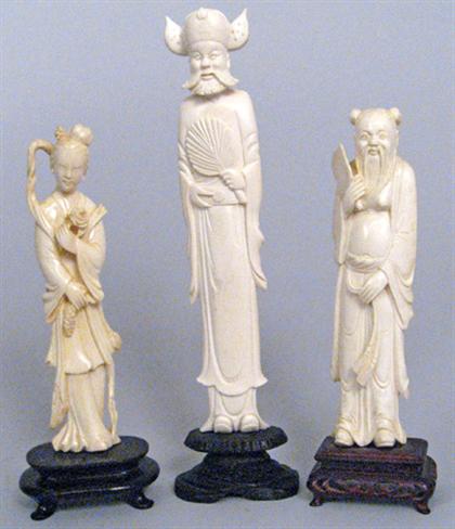 Three Chinese elephant ivory models