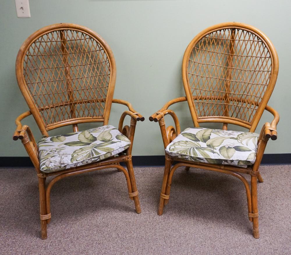 PAIR OF FAUX RATTAN ARMCHAIRSPair