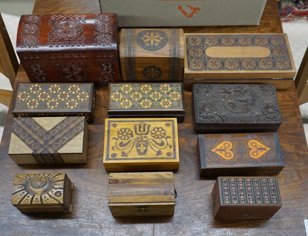 COLLECTION OF CARVED AND INLAID