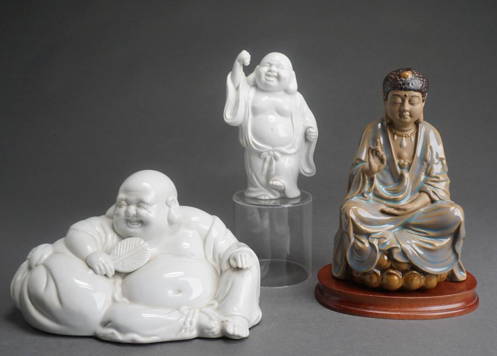 THREE CHINESE CERAMIC FIGURES OF