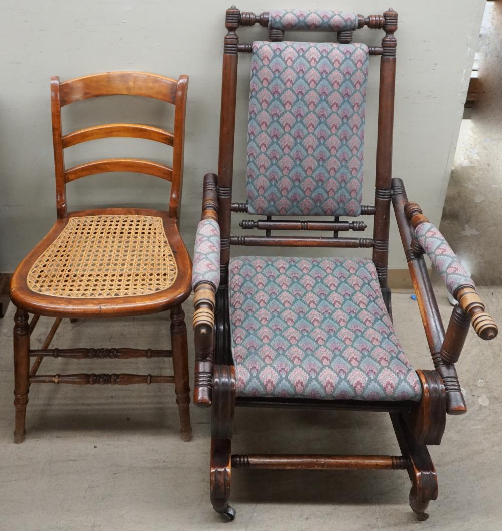 VICTORIAN WALNUT AND UPHOLSTERED