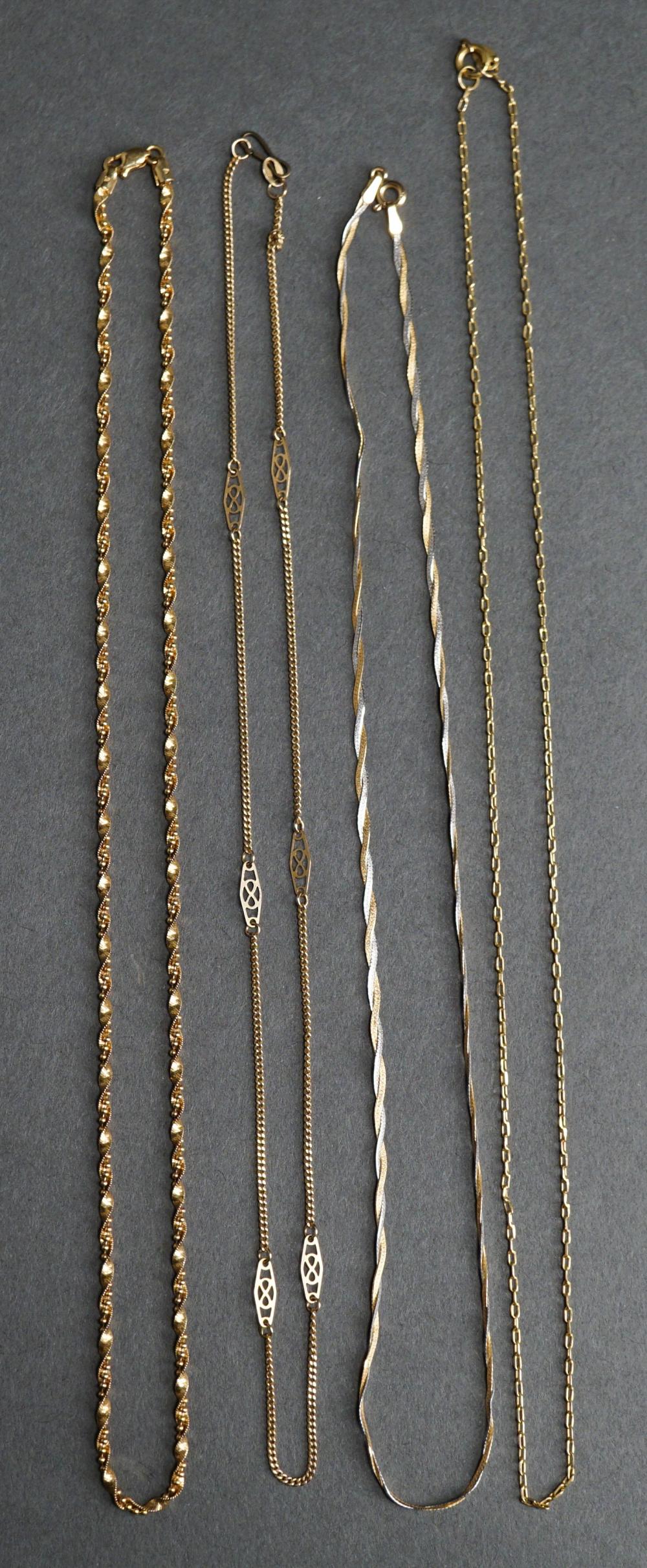 FOUR 14 KARAT GOLD NECKLACES 9 5 2e5a35