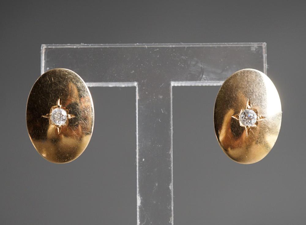 PAIR 14-KARAT YELLOW-GOLD AND DIAMOND