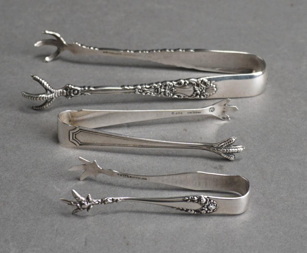 THREE PAIRS STERLING SILVER SUGAR