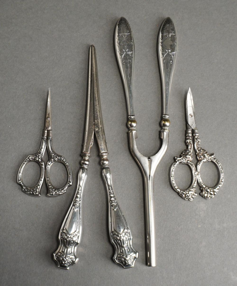 TWO STERLING SILVER HANDLE SCISSORS