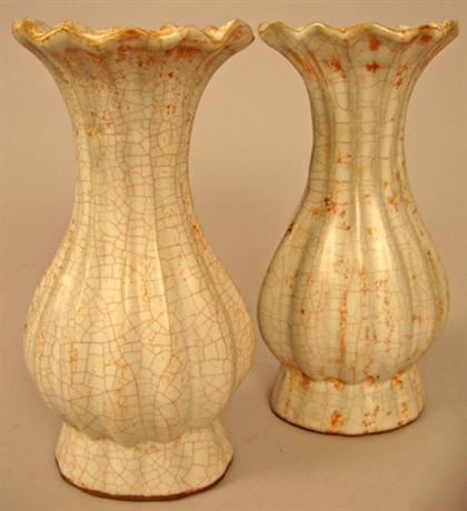 Unusual Ge-type ribbed vases  