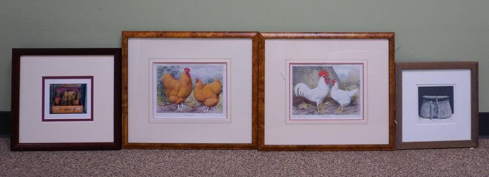 TWO COLOR PRINTS OF ROOSTERS AND