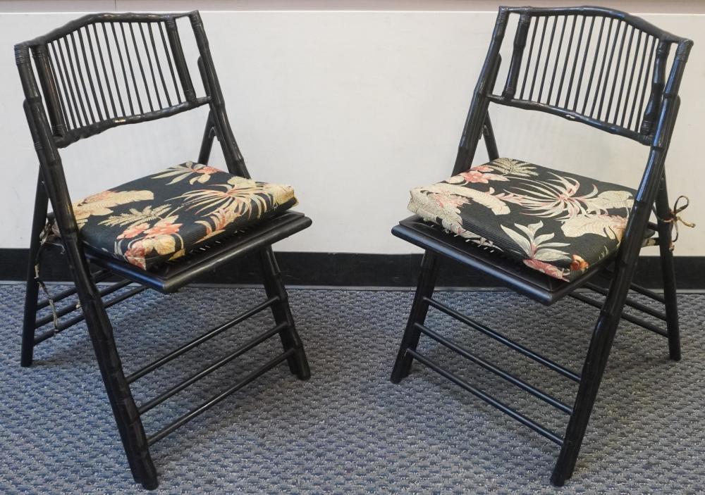 PAIR CHINESE LACQUERED FAUX BAMBOO