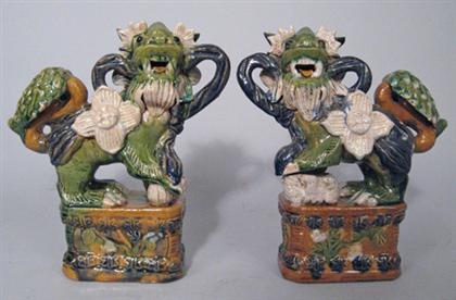 Two pairs of Chinese sancai glazed