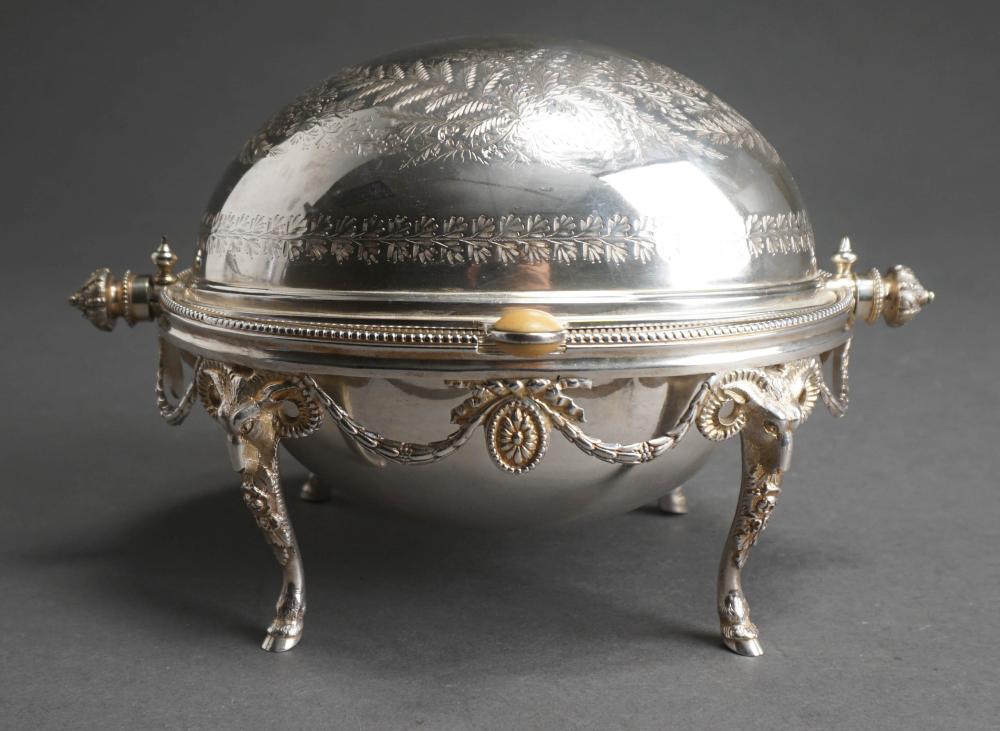 SILVER PLATE DOME-TOP ROLL TRAY H: 8