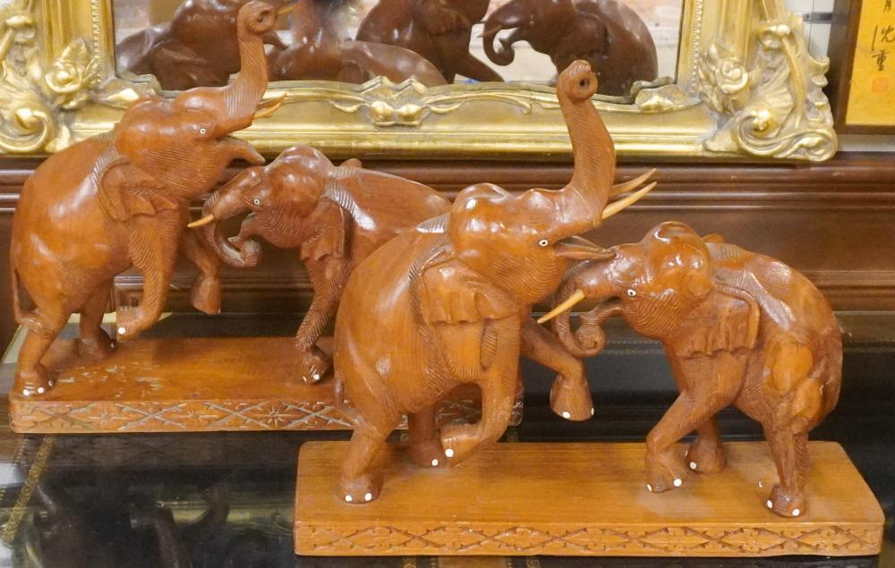 PAIR CARVED WOOD ELEPHANT FIGURAL 2e5bf8