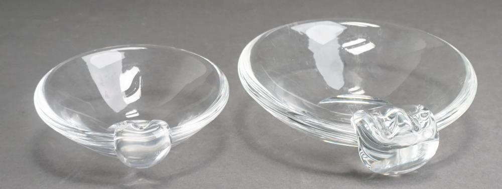 TWO STEUBEN GRADUATED CRYSTAL BOWLS/ASHTRAYS