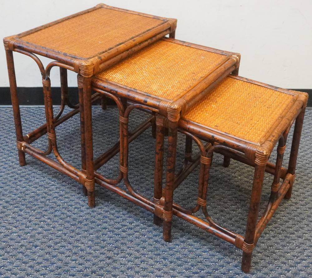 SET OF THREE CHINESE RATTAN AND