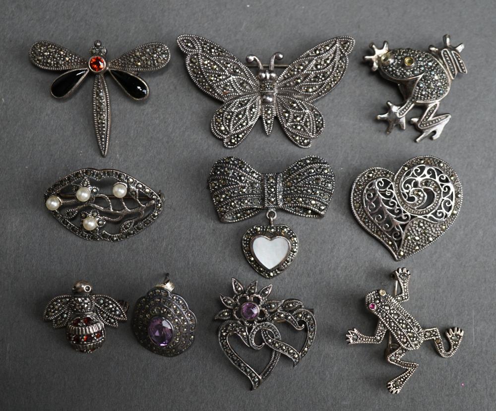 SMALL GROUP OF MARCASITE AND STERLING