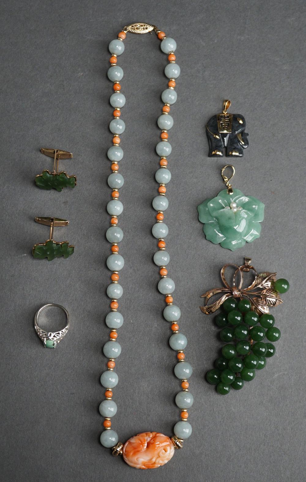 COLLECTION OF HARDSTONE MOUNTED