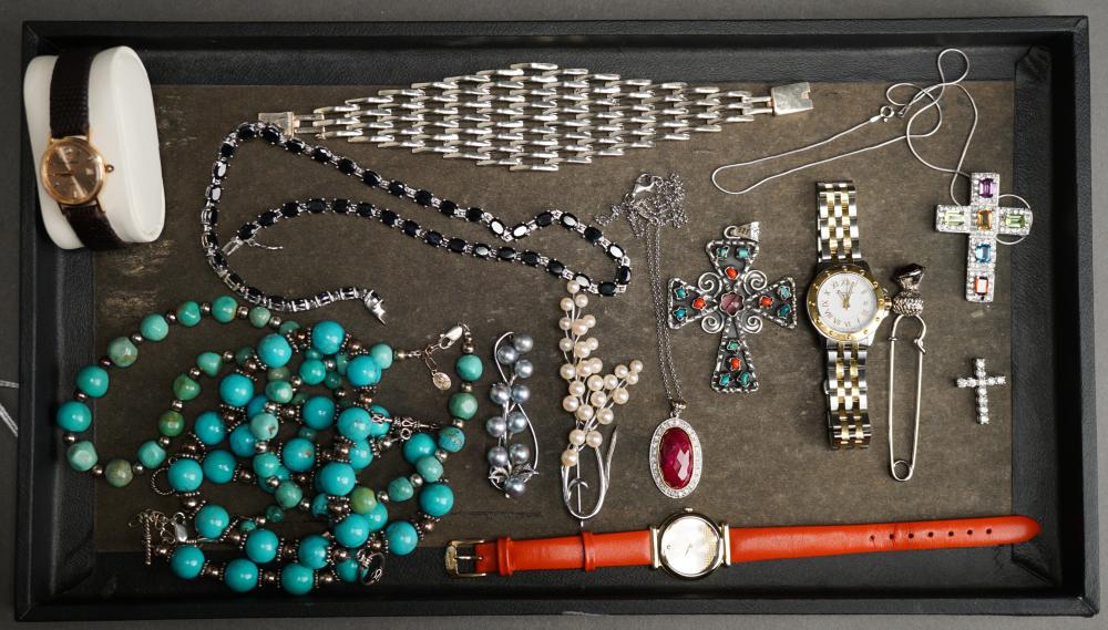 COLLECTION OF SILVER AND COSTUME JEWELRY