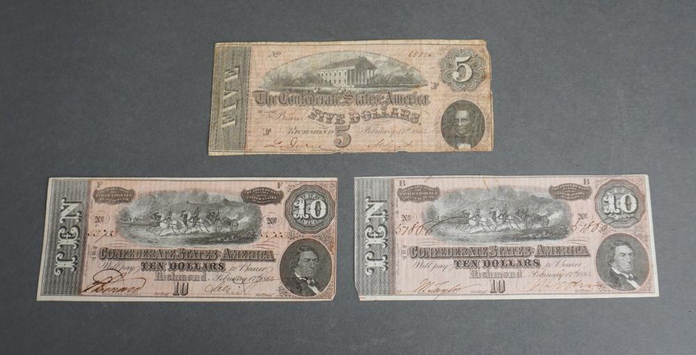 THREE CONFEDERATE NOTESThree Confederate