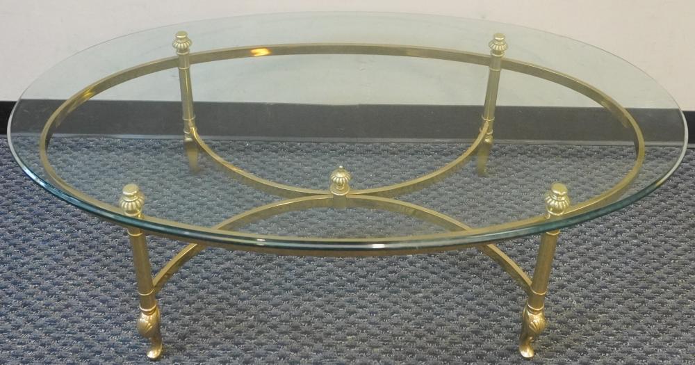 CONTEMPORARY BRASS AND GLASS TOP 2e5d85