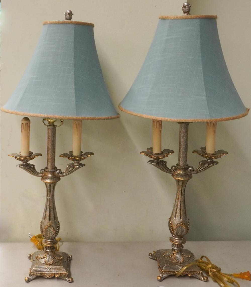 PAIR OF ROCOCO STYLE GILT AND SILVERED 2e5d9a