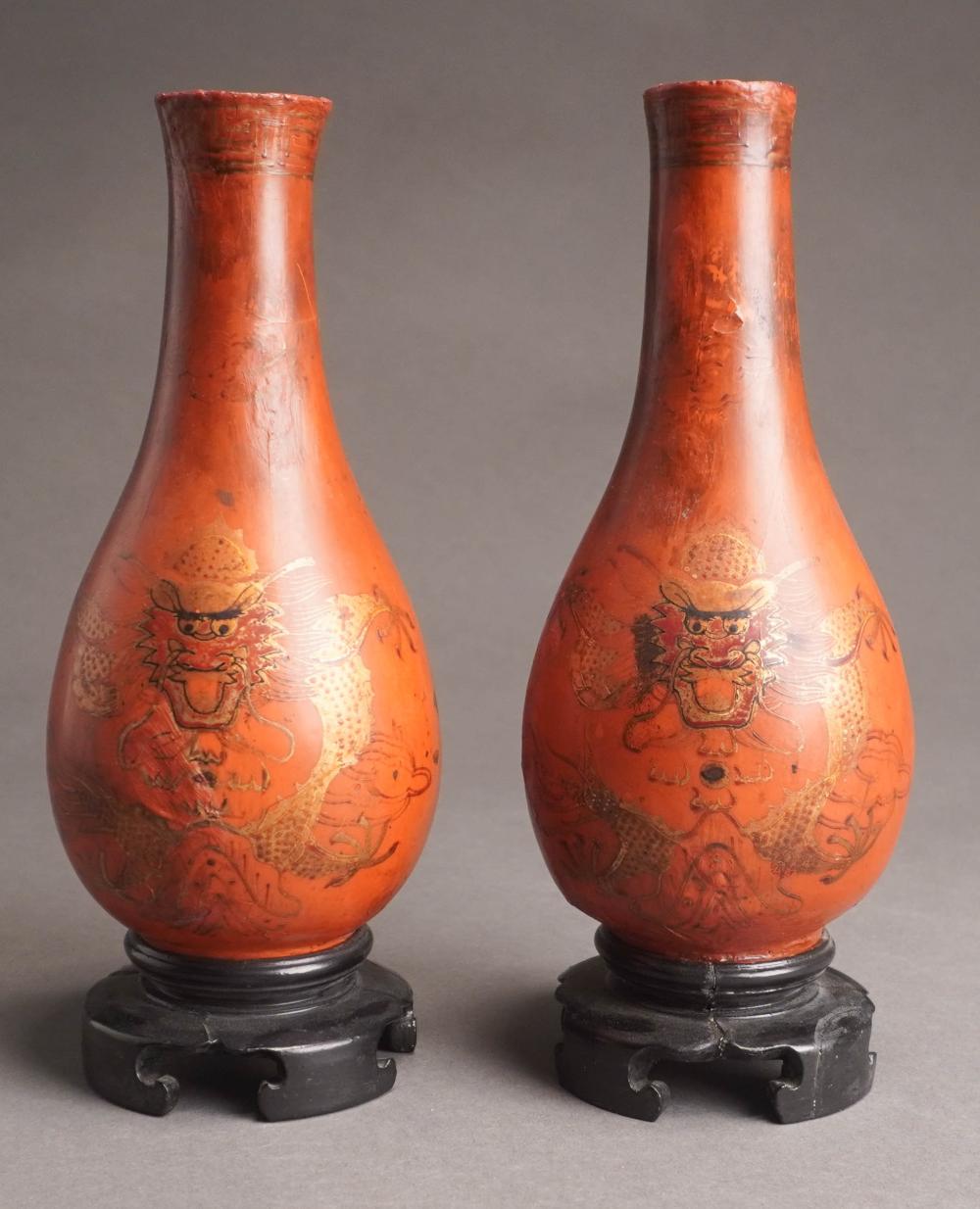 PAIR OF CHINESE DRAGON DECORATED