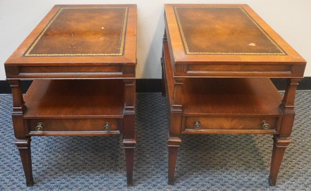 PAIR VICTORIAN TOOLED LEATHER INSET