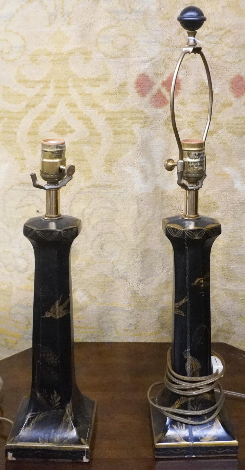 PAIR OF CHINOISERIE TABLE LAMPS, 24