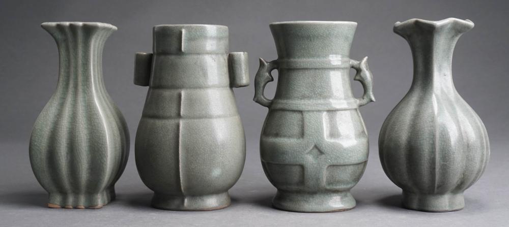 FOUR CHINESE CELADON GLAZE CRACKLEWARE 2e5e11