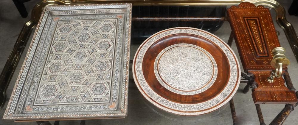 MIDDLE EASTERN INLAID WOOD TRAY,