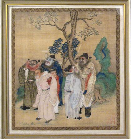 Six Chinese paintings    qing dynasty
