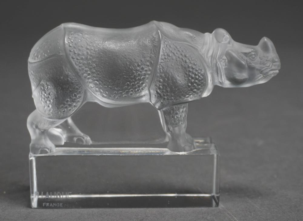 R. LALIQUE FROSTED CRYSTAL RHINOCEROS
