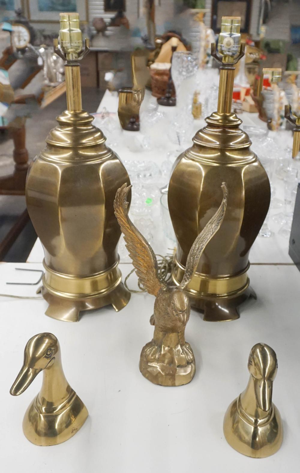 PAIR OF METAL TABLE LAMPS, EAGLE