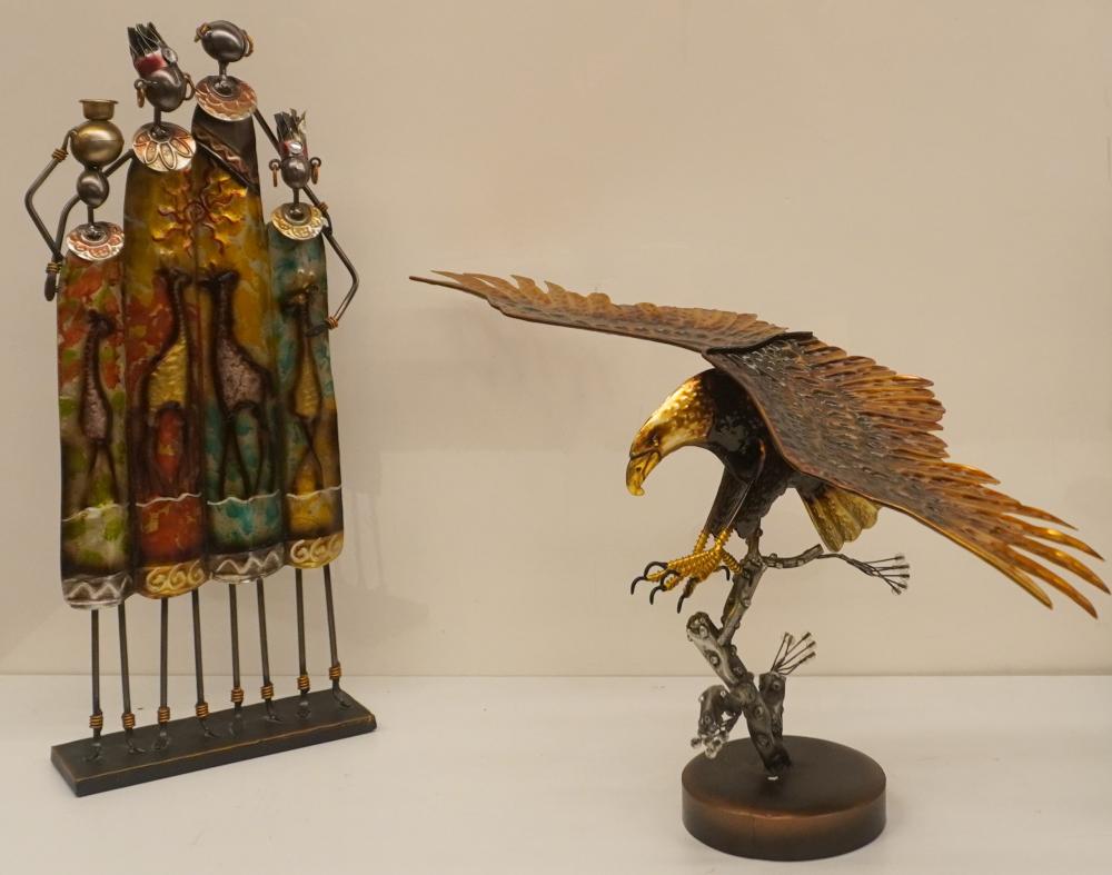 PAINTED METAL FIGURE OF EAGLE AND