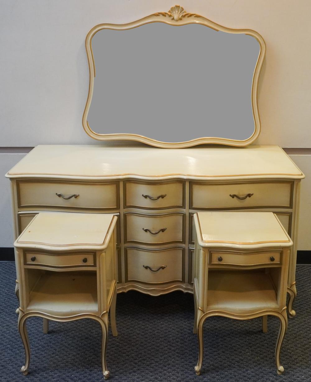 DREXEL GILT AND CREAM PAINTED FRENCH