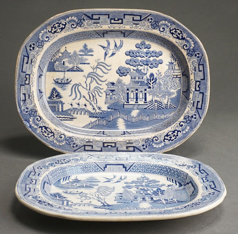 TWO WILLOWWARE PLATTERS, D OF LARGER:
