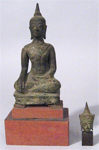 Thai bronze buddha and head  4a336