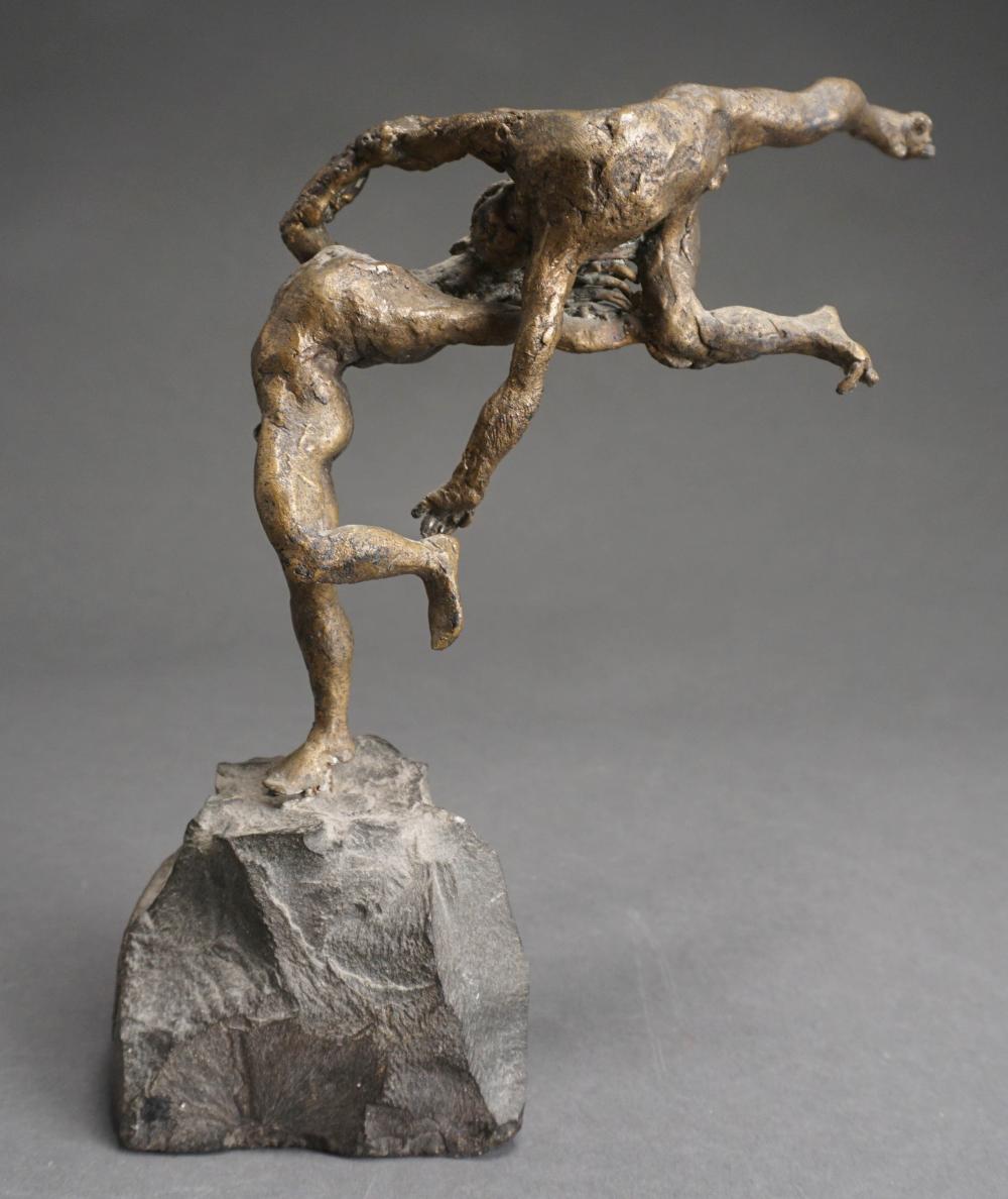 GILT BRONZE FIGURE OF TWO MALE DANCERS,