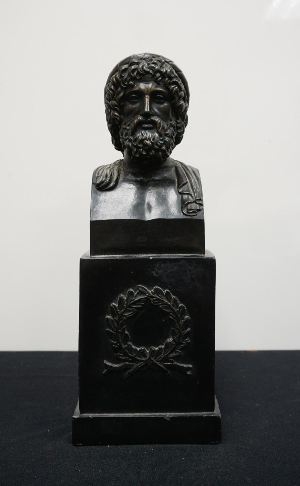 BLACK PAINTED PLASTER BUST OF CLASSICAL 2e60a6